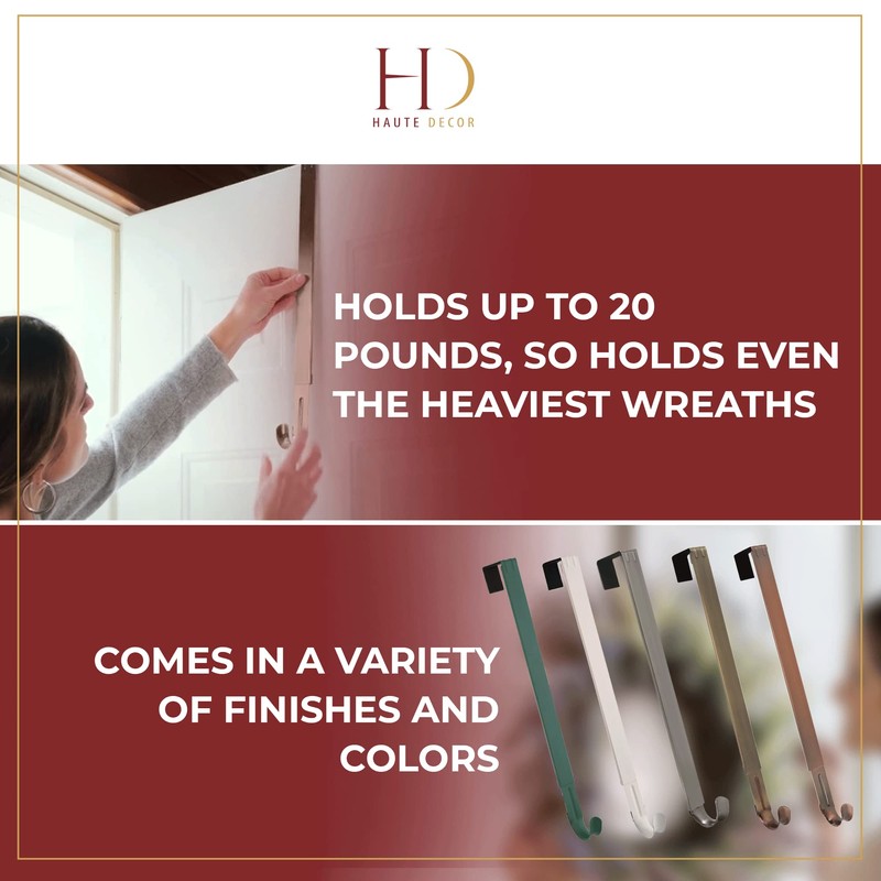 Haute Decor Adjustable Length Wreath Hanger with Removable Icon (Oil-Rubbed