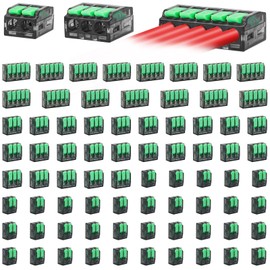 Linkstyle 75PCS Lever Wire Connectors, 24-12 AWG Quick Electrical Wire Splice Connectors Push-in, 2/3/5 Conductor Combination Kit