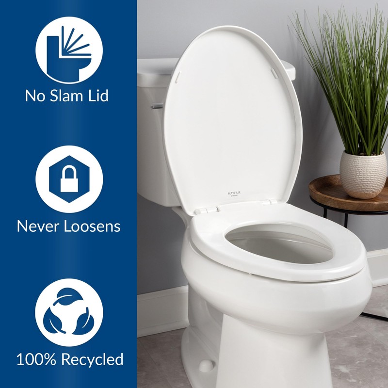 Mayfair Greenleaf Modern Toilet Seat, Recycled Plastic, Slow Close, Easy