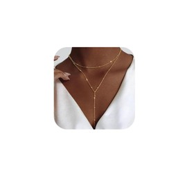 FAINCA Women's Multi-Row Necklace, Long Chain, Women's Y Chain, Gold, Elegant Necklace Women, Y Shaped Lasso Drop Necklaces, with Jewellery Box, Necklace, for Anniversary, Metal, No