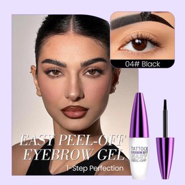 Tattoo Eyebrow Gel Easy Peel Off - Black Eyebrow Tattoo Easy Peel-Off Eye Brow Gel, Natural Brow Color for Women Sparse Brows, Lasts 3 Days, Waterproof At-Home Salon Results - 04