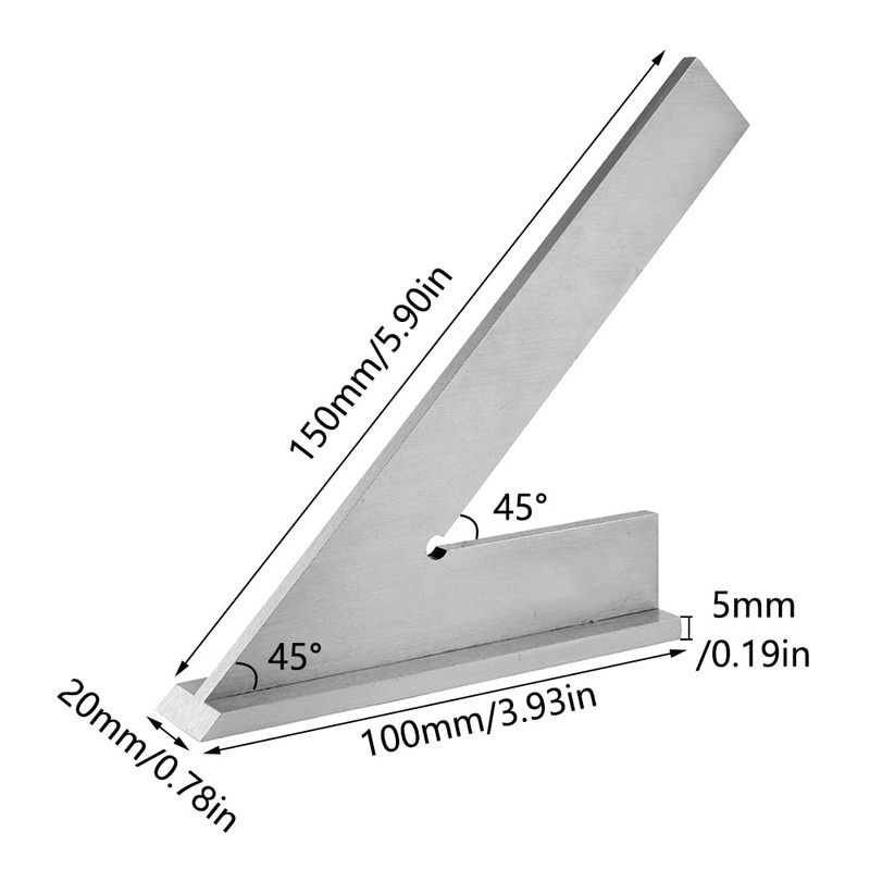 45 Degree Angle Ruler, High Accuracy Carbon Steel 45 Degree