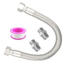 Industrial Grade Compressor Jumper Hose With 20" Length 450 PSI and High temperature 750°F,1/2" NPT Male Connector Both Sides Fittings Rotate Freely,Flexible Whole body Stainless Steel Metal Hose