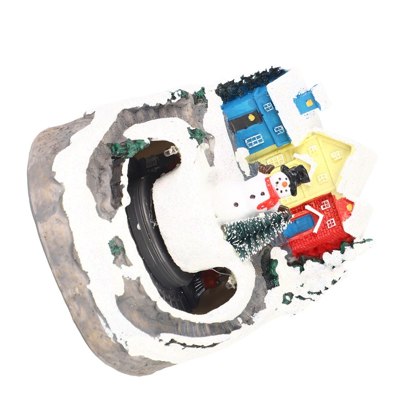Xmas Music Box Resin Rotating Light Up Train Musical Box