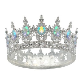 Queen Crown Rhinestone Wedding Crowns and Tiaras for Women Costume Party Hair Accessories Princess Birthday Crown Crystal Bridal Crown (Silver Crown-A+B)