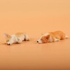 RillyRellow Miniature Corgi Figurine, Dollhouse Miniature Corgi, 1:12 Sleeping Welsh
