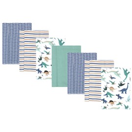 Hudson Baby Unisex Baby Cotton Flannel Burp Cloths 7-Pack, Dino Friends, One Size