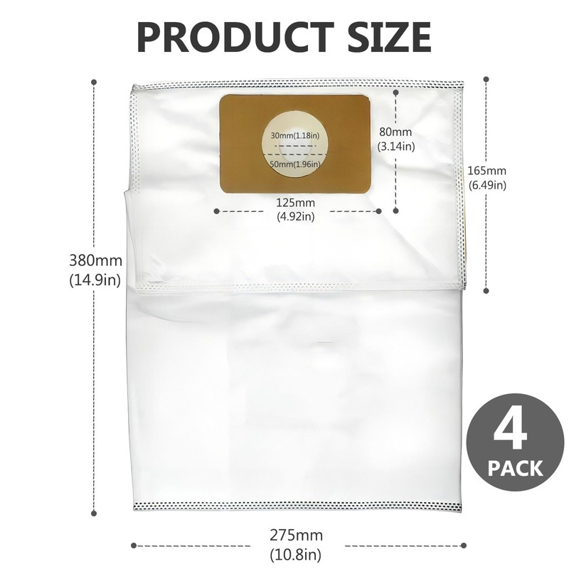 4 Pack Premium Central Vacuum Bags Compatible with Nuera Filtre