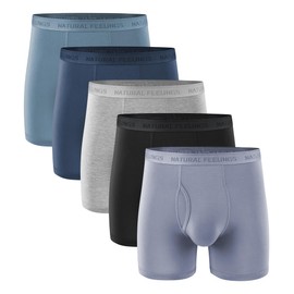 Natural Feelings Men's Underwear Viscose from Bamboo Boxer Briefs Underwear Pack for Men, Blue Multi, X-Large