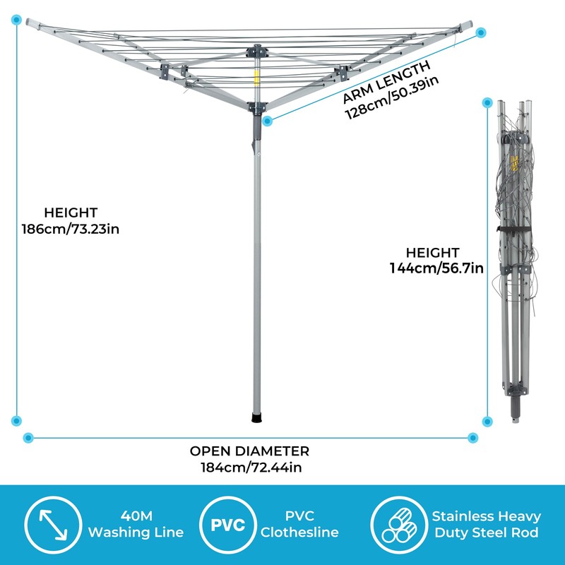 JS HANGER Collapsible 4-arm Rotary Outdoor Umbrella Drying Rack Metal