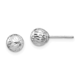 Jewels By Lux 14K White Gold Madi K Diamond Cut 6M Ball Post Earrings