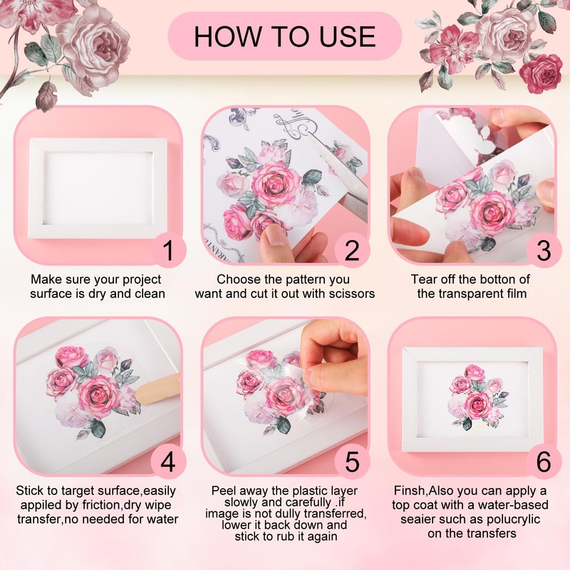 BBTO BBTO 12 Sheets Rub on Transfers for Crafts and