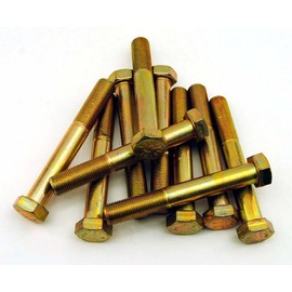 (10) Hex Head Bolts 5/8-18 x 4-1/2 Grade 8 Fine Yellow Zinc USA Made