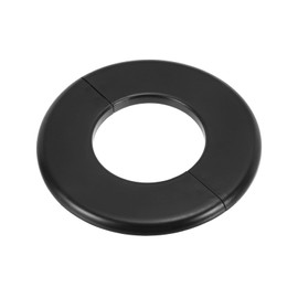 PATIKIL Wall Split Flange 2.52" (64mm),ABS Round Self-Adhesive Escutcheon Plate Buckles Water Pipe Cover for Kitchen Bathroom Arm Pipe Faucet Decoration, Black