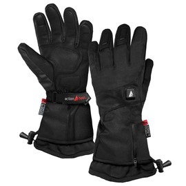 ActionHeat Battery Heated Gloves for Men, Premium Electric Gloves w/ 3-Heat Settings, Extended Gauntlet, Touch-Control, Rechargeable Electric Gloves Black S
