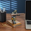 Akulgaci Medieval Knight Pen Holder with Sword, Kneeling King's Guard