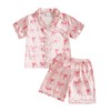 MAHUAOYIXI Toddler Kids Girls Summer Satin Pajamas Outfits Short Sleeve