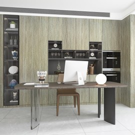 Ekmxmax 24"×200" Brown Gray Wallpaper Peel and Stick Wood Grain Contact Paper, Waterproof Self-Adhesive Removable Rustic Bamboo Oak Texture, Thick Vinyl Wrap Modern for Furniture Kitchen Cabinet