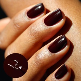 Manucurist Green Nail Polish Hollyhock - Blackish Red Nail Polish - 9-Free, Plant-Based and Vegan - Manicure - Made in France - 0.5 fl oz