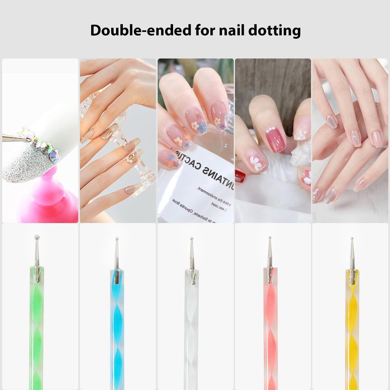 20 Piece Nail Brush Set with Dotting Tool, Brush for