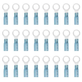 CEEYSEE 50PCS Heat Shrink Connectors M8 (5/16") Blue 16-14 AWG Ring Terminal Connectors Marine Automotive Electrical Wire Crimp Connectors（RRL8)