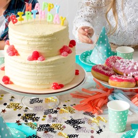 15g Happy Birthday Confetti Party Decorations, Black & Gold Happy Birthday Table Décor Foil Metallic Glitz Table Scatter Sprinkles Cards Sprinkles Women Gifts