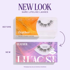Lilac St - Feather Natural Faux Eyelash Clusters (10mm, 3 Pack) - Cat Eye Look - DIY Lash Extension Wisps - Lightweight & Lifelike - Lasts 10 Days - Cruelty Free, Vegan, Women Founded - 30 Lashes