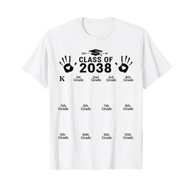 Class of 2038 Grow With Me Handprint Kindergarten to 12th T-Shirt