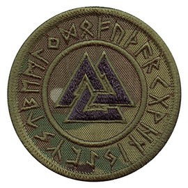 2AFTER1 Multicam Valknut Viking Norse Runic Heathen Pagan Odin God Rune Morale Tactical Fastener Patch