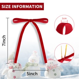 24 Pcs Velvet Christmas Bows, 5 x 7 Inch Christmas Wreath Bow Rustic Vintage Gift Velvet Bow Christmas Tree Ribbon Bows Ornament for Christmas Tree Wreath Garland Home Decorations (Red)