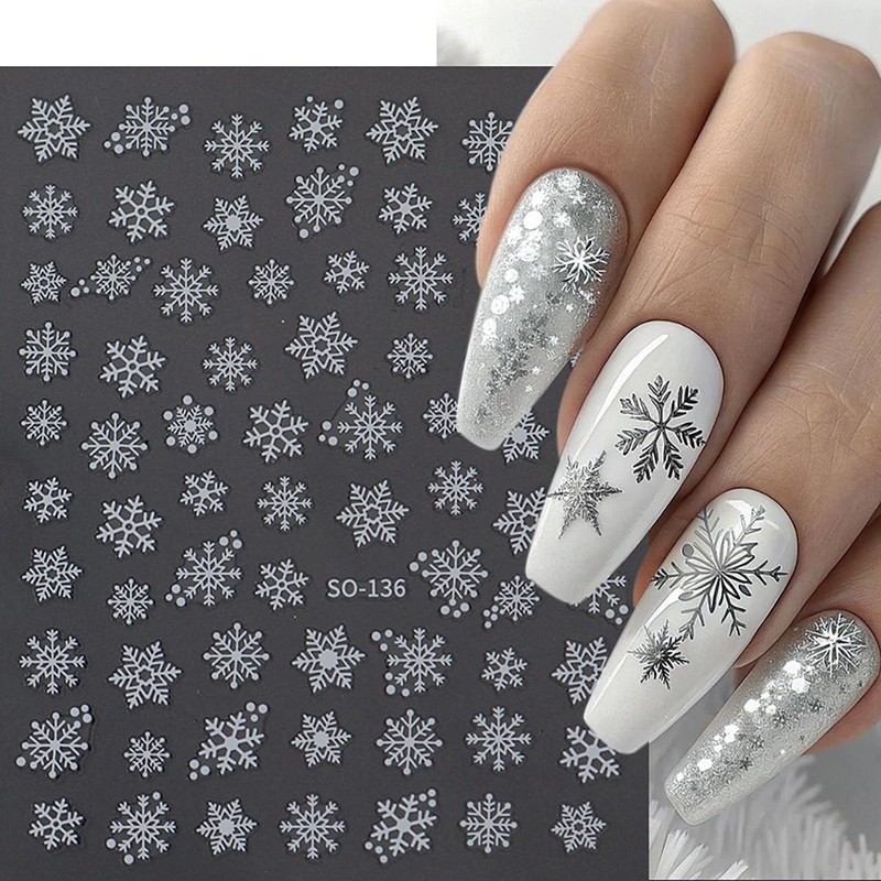 5 Sheets Snowflake Nail Art Stickers Decals Christmas Nail Stickers