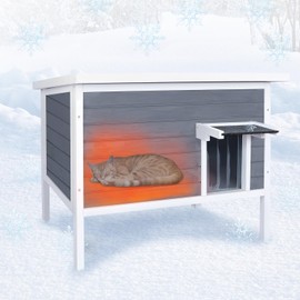 COOLBEBE Outdoor Cat House Weatherproof,Insulated Feral Cat House Outdoor with All-Round Foam,Waterproof Cat House for Outdoor Cats in Winter