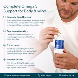 Bettervits Omega 3 Capsules High Strength - 33% EPA & 22% DHA | Omega 3 Fish Oil Nutritional Supplements - Supports Overall Well-Being: Heart, Eye, Skin & Bone Health | 60 Easy-to-Swallow Capsules