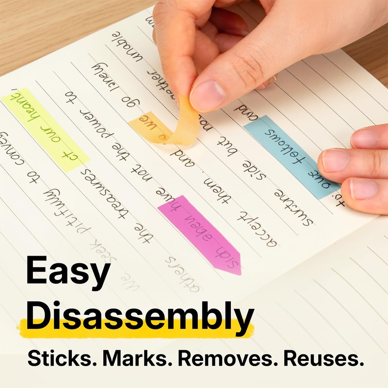 OWLKELA 800pcs Sticky Tabs, 8 Colour Index Tabs, Translucent Tape