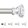 TVWOO Acrylic Crystal Silver Curtain Rod 18-45",Clear Bling Diamond Finials