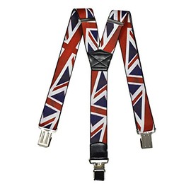 Olata Braces/Suspenders for Adults, Y-Shape with London Designs, GB Flag