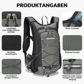 Arvano Bicycle Backpack Lightweight Ski Backpack Small Hiking Backpack MTB Bicycle Backpacks 15L Multifunctional Running Backpack for Men and Women, grey