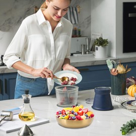 Cocoarm Thickened 304 Stainless Steel Bowl for Baking, Golden Salad Mixing Bowl, Serving Bowl for Salad Noodle Food, 24cm