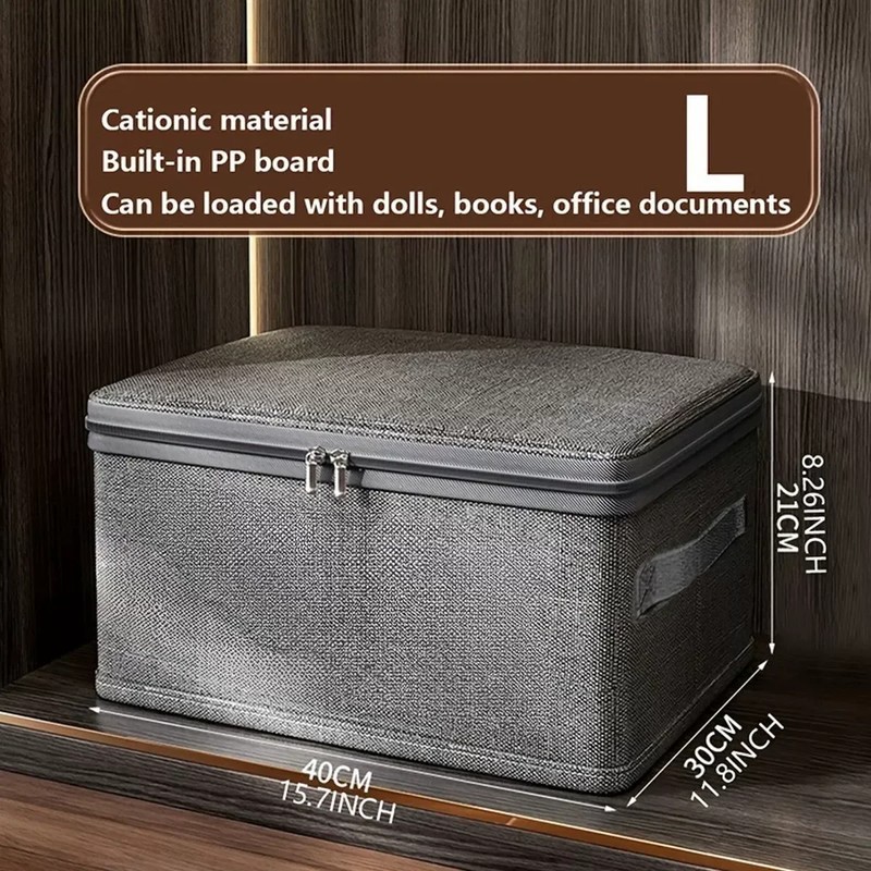 Large Capacity Foldable Clothes Storage Box with Lid, Polyester Closet