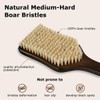 Shower Back Scrubber with Curved Long Handle Medium-Hard Natural Boar