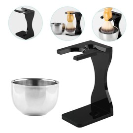Ipetboom 1set Men Beard Grooming Shaving Stand Bowl Brush Holder Efficient Shaving Tool for Daily Routine and Storage