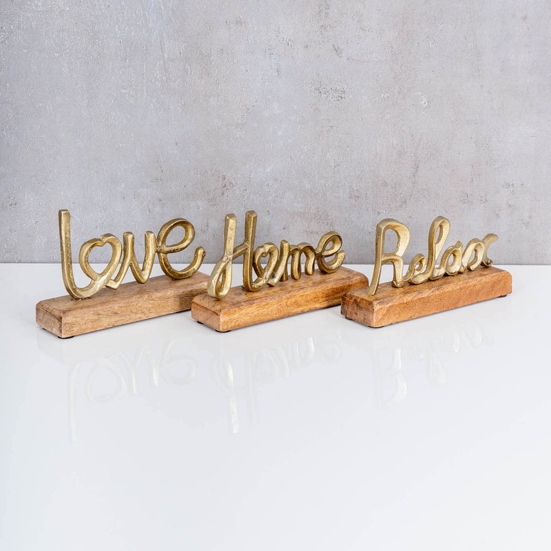 levandeo Set of 3 Lettering Love Home Relax Gold Mango