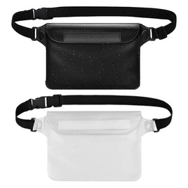 2 Pieces Waterproof Bag, Waterproof Bag with Adjustable Waist Belt, Protects Phone/Money/Card/Keys, Waterproof Bum Bag for Water Sports, Beach, Swimming, Boating, etc