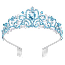 Didder Silver Tiaras and Crowns for Women, Blue Crystal Tiara Crowns For Women Girls Elegant Crown with Combs Princess Crown Tiara Birthday Crowns for Women Bridal Wedding Prom Birthday Party