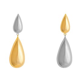 ASHMIT Alloy Gold Water Drop Dangle Earrings Gold and Silver Matching Asymmetrical Earrings Teardrop Big Earrings For Women Gift