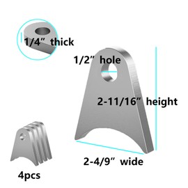 iLIZBay Weld On Tabs, Carbon Steel Shock Mounts, Universal Fabrication Tabs Axle Mount with 1/2" Hole, 2-11/16" Height x 2-4/9" Wide x 1/4" Thick for Off-Road Suspension, Fabrication Project – 4 Pack