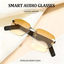 These Innovative Smart Glasses Come with Touch Controls and an Integrated Microphone, Making Them Ideal for Outdoor AdventuresDesign: Brown-1, Frame Material: Alloy