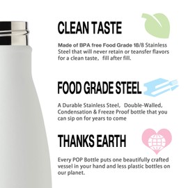 MEWAY 17oz Sport Water Bottle Vacuum Insulated Stainless Steel Sport Water Bottle Leak-Proof Double Wall Cola Shape Water Bottle,Keep Drinks Hot & Cold (White,1 Pack)