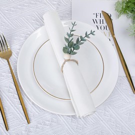 Rustic Napkin Rings Set, 6 Pieces Napkin Rings Made of Eucalyptus Wood, Boho Leaf Wood Beads, Napkin Buckles for Parties, Dinners, Weddings, Banquets, Christmas, Table Decoration