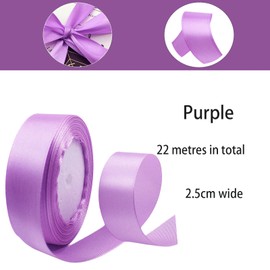 Satin Ribbon Purple 25 mm, 22 m Decoration for Presents, Gift Ribbon, Wide Bow Ribbon, Fabric Ribbon for Dress, Wedding, Christening and Birthday Gifts, Decorative Ribbon for Gift Packaging